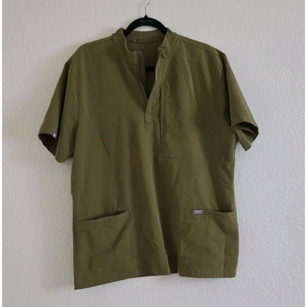 Figs Technical Collection Mens Green Olive Scrub Top Size XL M22SW1004 Mock Neck